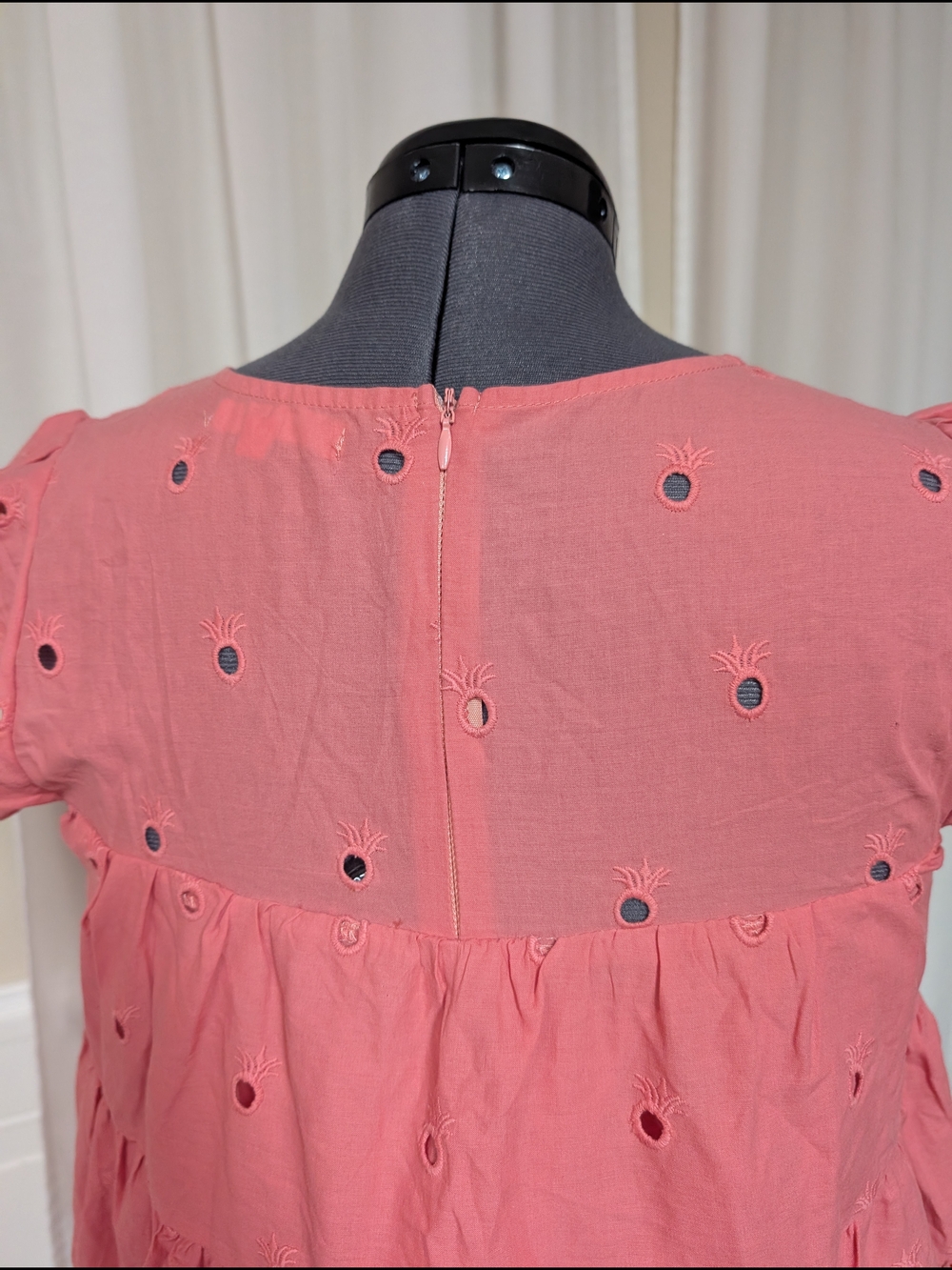 Simply Southern Coral Pink Eyelet Tiered Dress with Flutter Sleeves - Picture 6 of 8